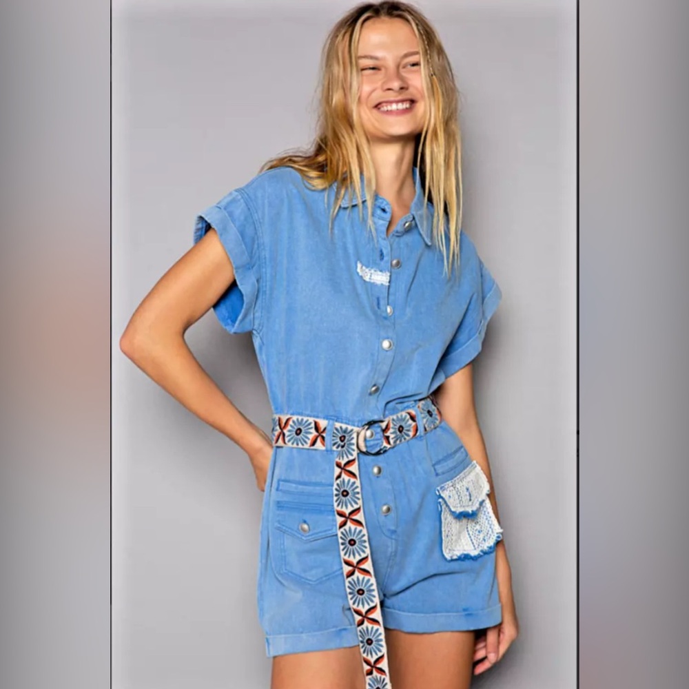 POL Relaxed Fit Denim Romper